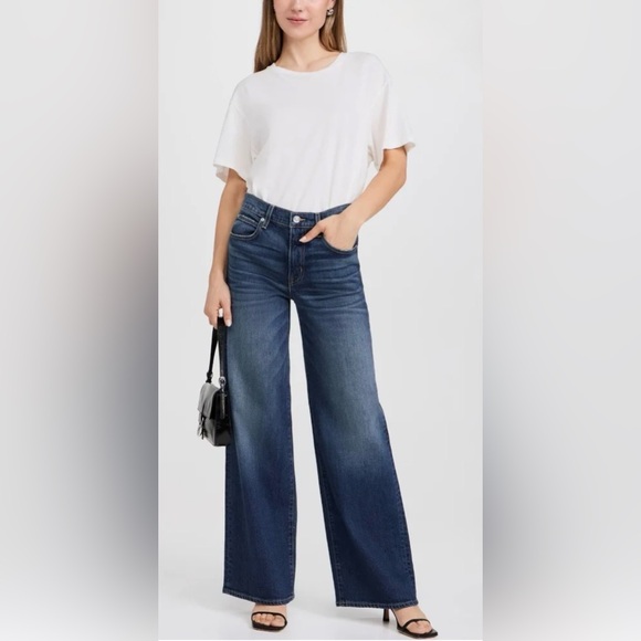 SLVRLAKE Denim - SLVRLAKE High Rise, Wide-Leg Jeans in Medium Dark Blue Wash, Size 27